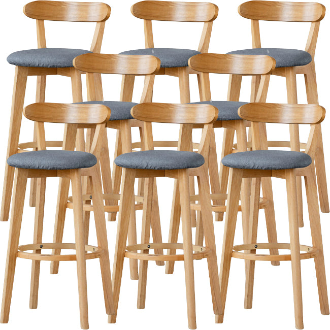 Scandinavian Wood Stool Fabric Upholstered Rectangle Seat Counter Stool in Matte Finish