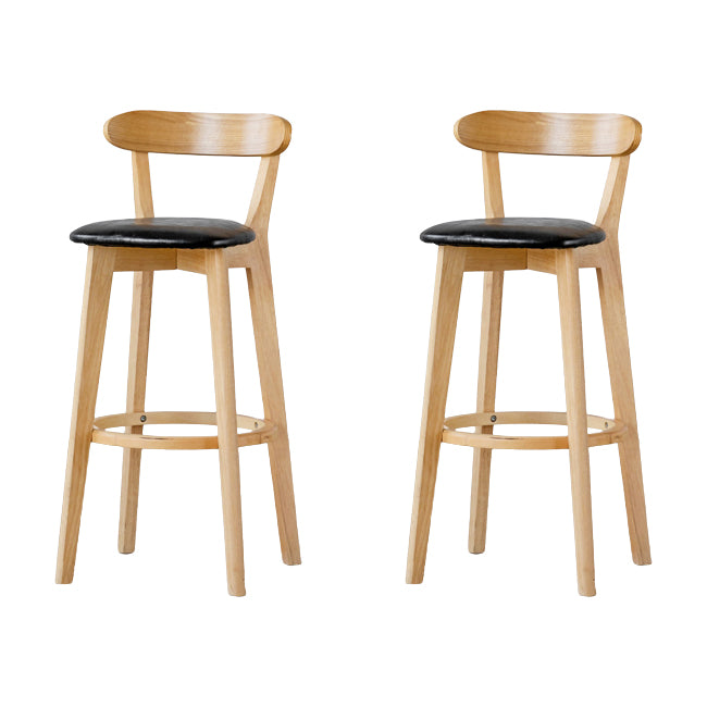 Scandinavian Wood Stool Fabric Upholstered Rectangle Seat Counter Stool in Matte Finish