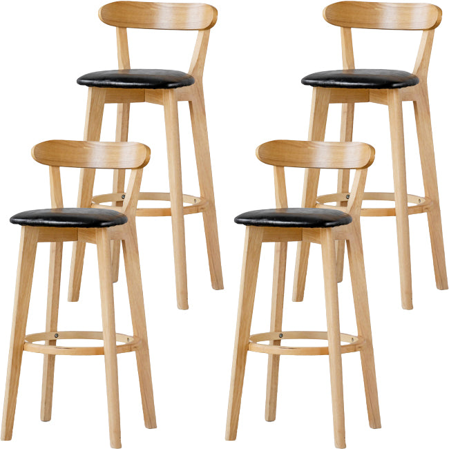 Scandinavian Wood Stool Fabric Upholstered Rectangle Seat Counter Stool in Matte Finish