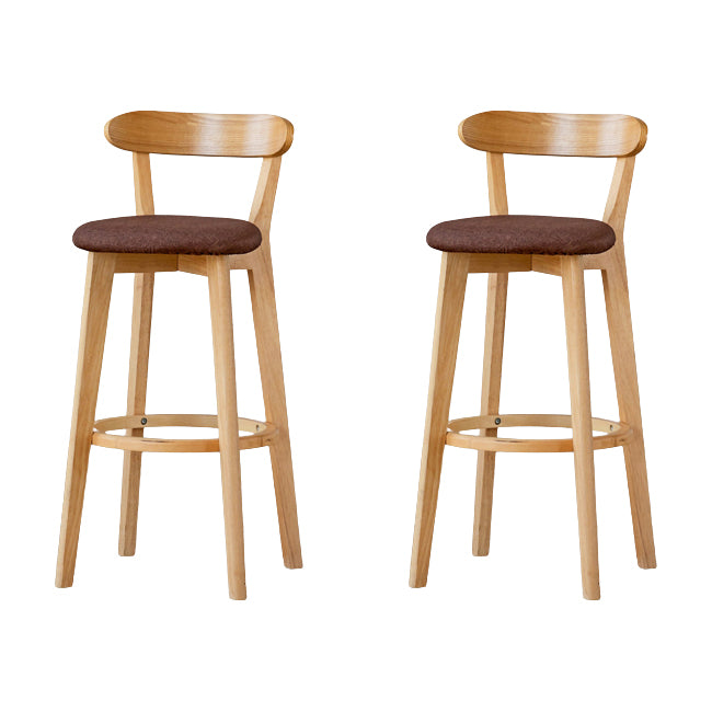 Scandinavian Wood Stool Fabric Upholstered Rectangle Seat Counter Stool in Matte Finish