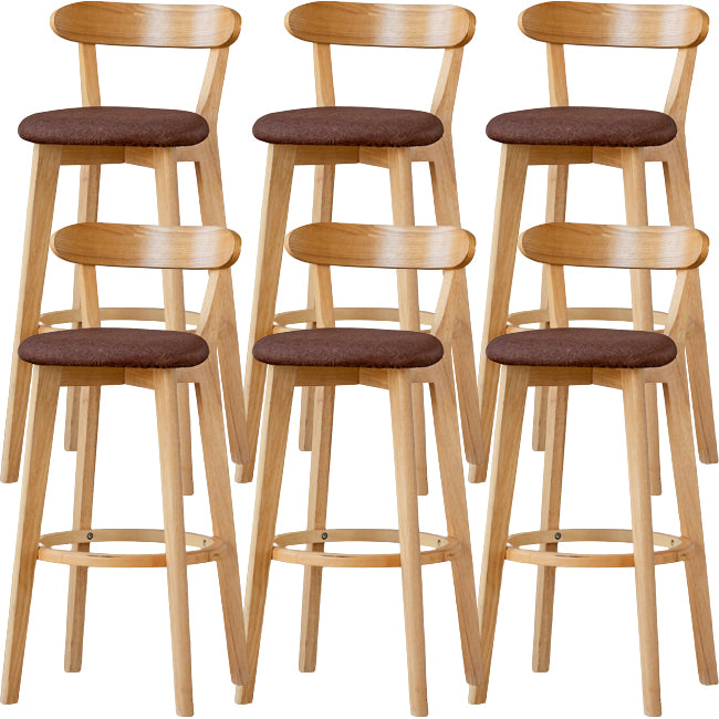 Scandinavian Wood Stool Fabric Upholstered Rectangle Seat Counter Stool in Matte Finish