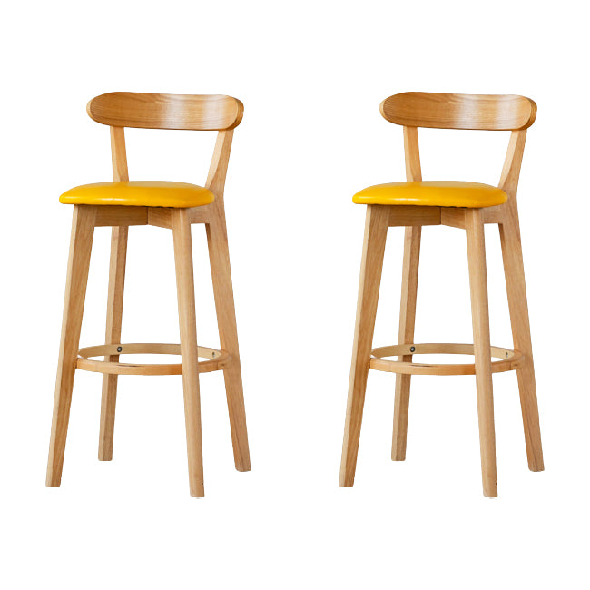 Scandinavian Wood Stool Fabric Upholstered Rectangle Seat Counter Stool in Matte Finish