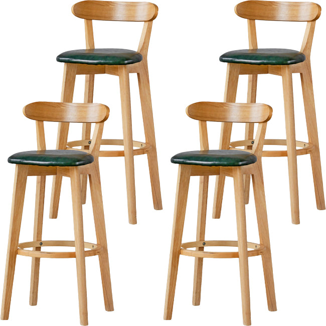 Scandinavian Wood Stool Fabric Upholstered Rectangle Seat Counter Stool in Matte Finish