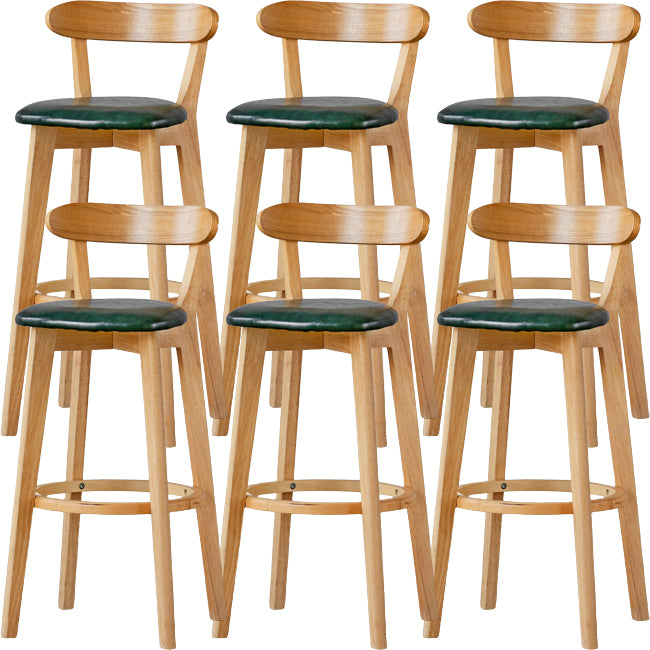 Scandinavian Wood Stool Fabric Upholstered Rectangle Seat Counter Stool in Matte Finish