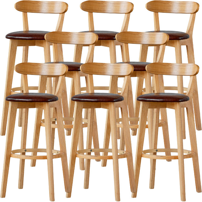 Scandinavian Wood Stool Fabric Upholstered Rectangle Seat Counter Stool in Matte Finish