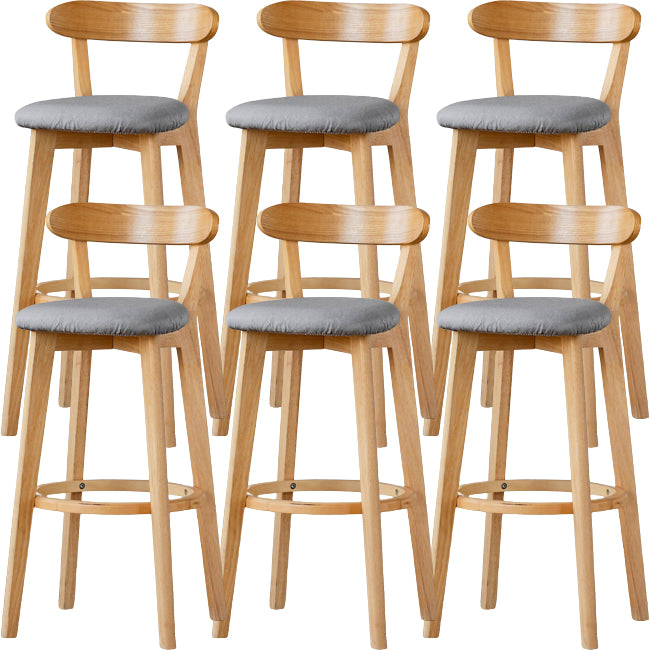 Scandinavian Wood Stool Fabric Upholstered Rectangle Seat Counter Stool in Matte Finish