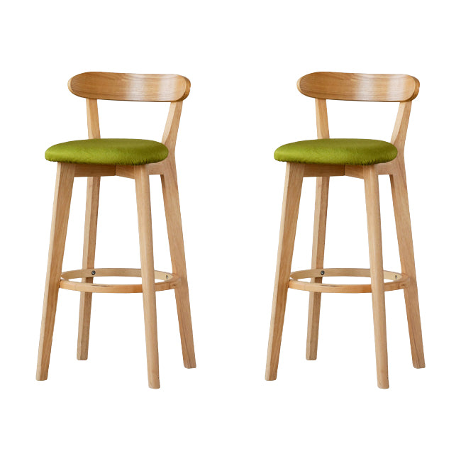 Scandinavian Wood Stool Fabric Upholstered Rectangle Seat Counter Stool in Matte Finish