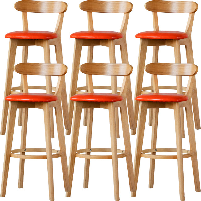 Scandinavian Wood Stool Fabric Upholstered Rectangle Seat Counter Stool in Matte Finish