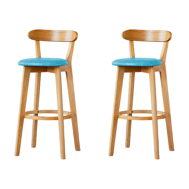 Scandinavian Wood Stool Fabric Upholstered Rectangle Seat Counter Stool in Matte Finish