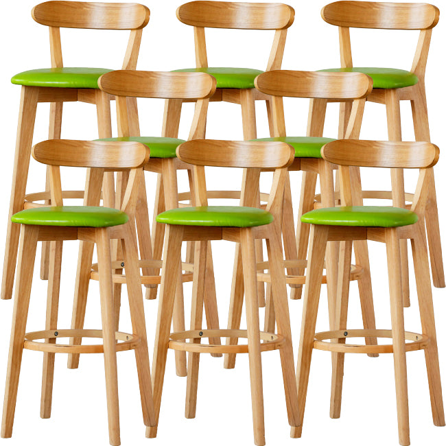 Scandinavian Wood Stool Fabric Upholstered Rectangle Seat Counter Stool in Matte Finish