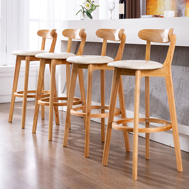 Scandinavian Wood Stool Wood Rectangle Seat Counter Stool in Matte Finish
