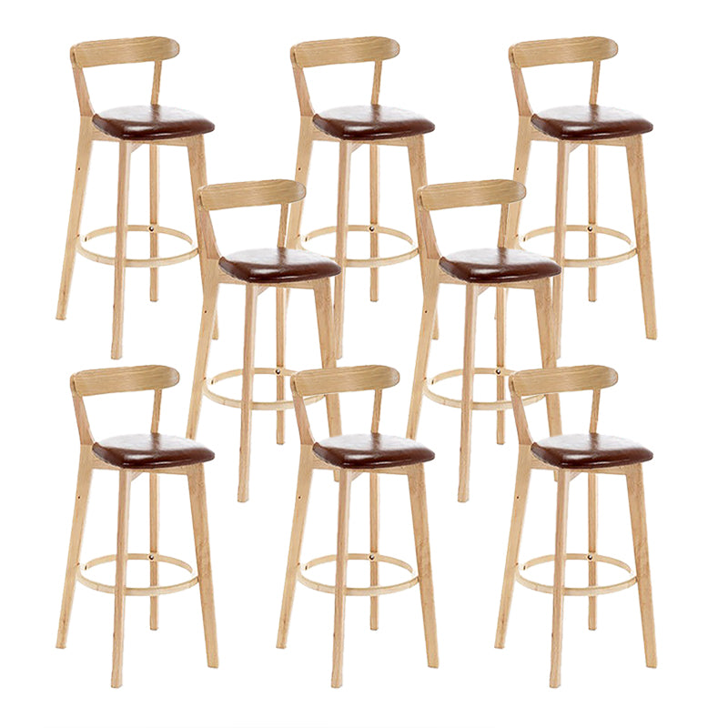 Scandinavian Wood Stool Wood Rectangle Seat Counter Stool in Matte Finish