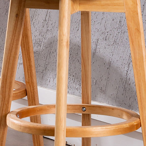 Scandinavian Wood Stool Wood Rectangle Seat Counter Stool in Matte Finish