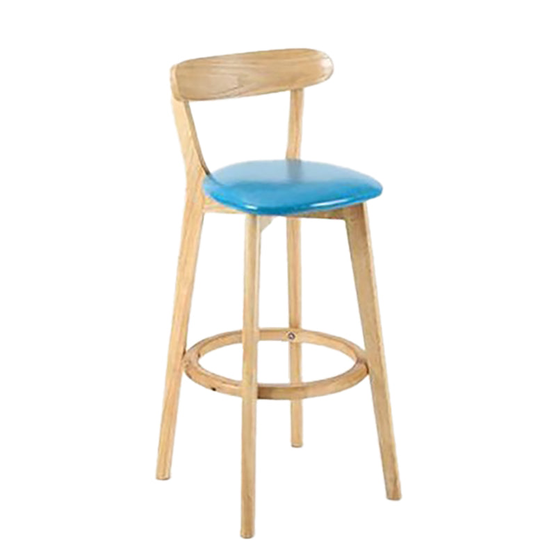 Scandinavian Wood Stool Wood Rectangle Seat Counter Stool in Matte Finish