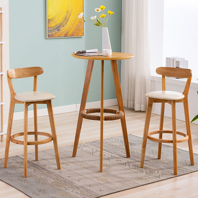 Scandinavian Wood Stool Wood Rectangle Seat Counter Stool in Matte Finish