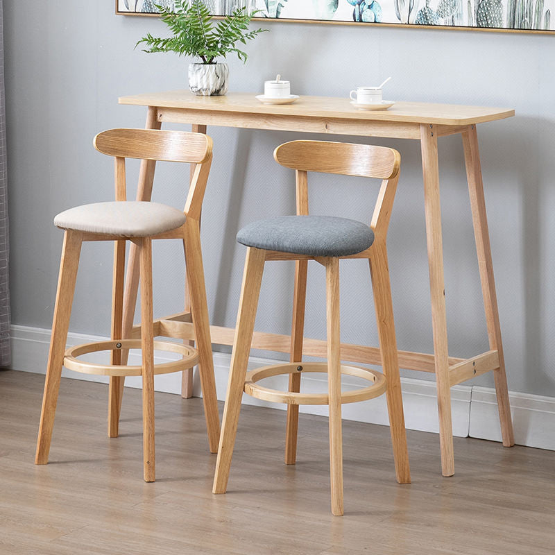 Scandinavian Wood Stool Wood Rectangle Seat Counter Stool in Matte Finish