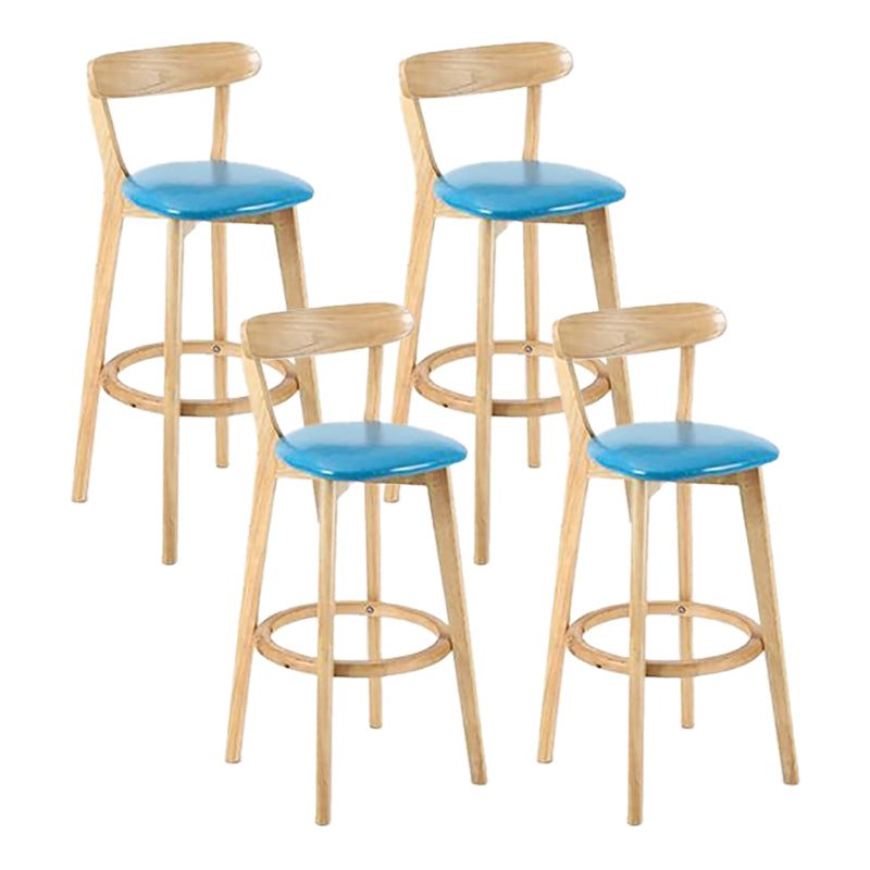 Scandinavian Wood Stool Wood Rectangle Seat Counter Stool in Matte Finish