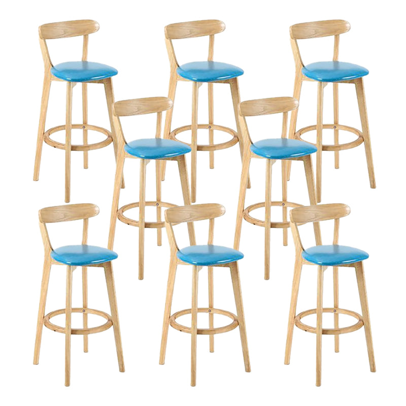 Scandinavian Wood Stool Wood Rectangle Seat Counter Stool in Matte Finish