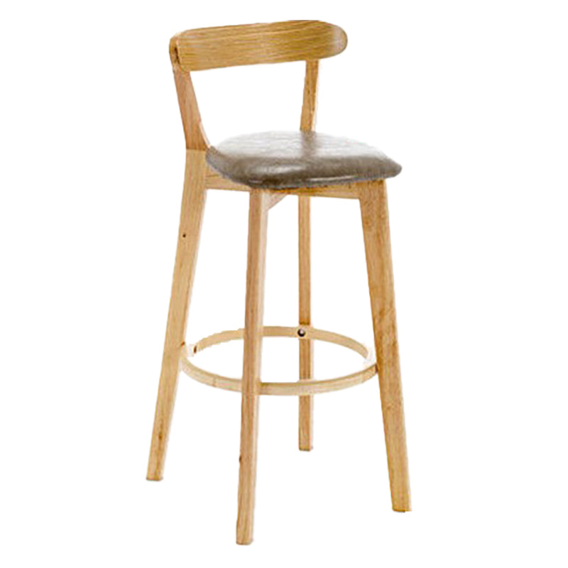 Scandinavian Wood Stool Wood Rectangle Seat Counter Stool in Matte Finish