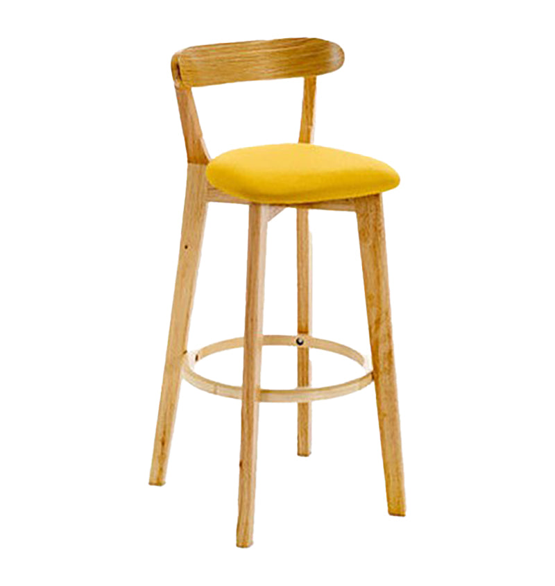 Scandinavian Wood Stool Wood Rectangle Seat Counter Stool in Matte Finish