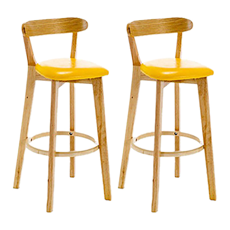 Scandinavian Wood Stool Wood Rectangle Seat Counter Stool in Matte Finish