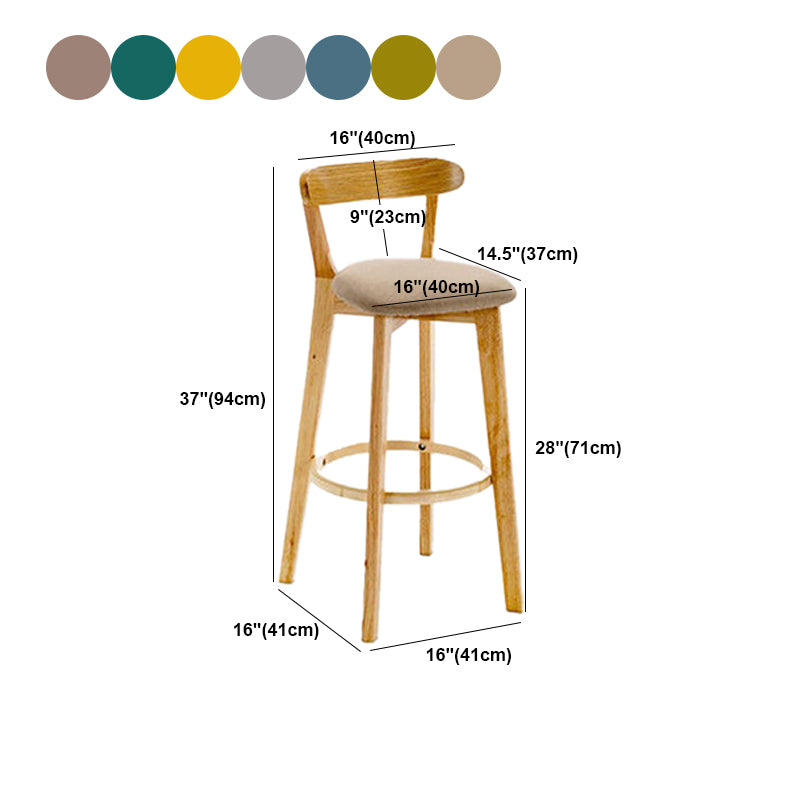 Scandinavian Wood Stool Wood Rectangle Seat Counter Stool in Matte Finish