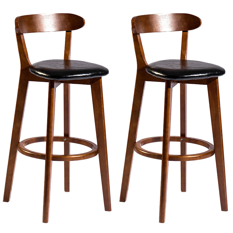 Modern Rubberwood Footrest Stool Milk Tea Shop Upholstered Bar Stools