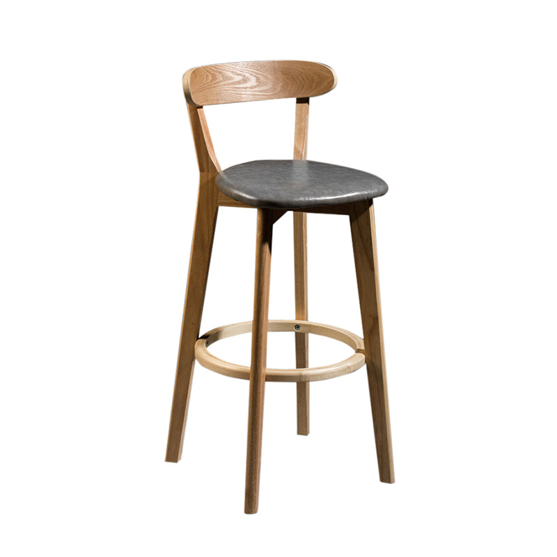 Modern Rubberwood Footrest Stool Milk Tea Shop Upholstered Bar Stools