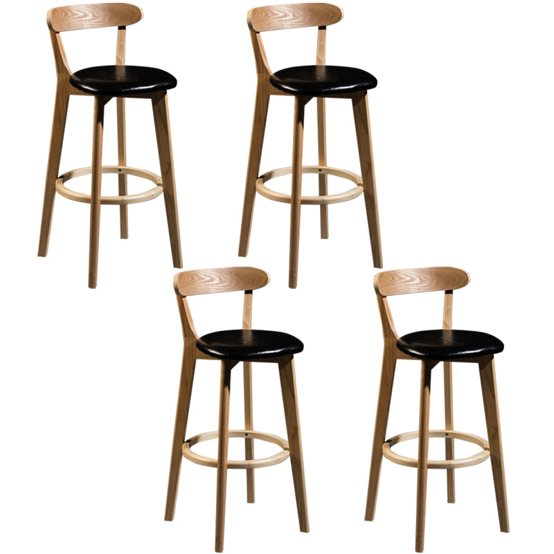 Modern Rubberwood Footrest Stool Milk Tea Shop Upholstered Bar Stools