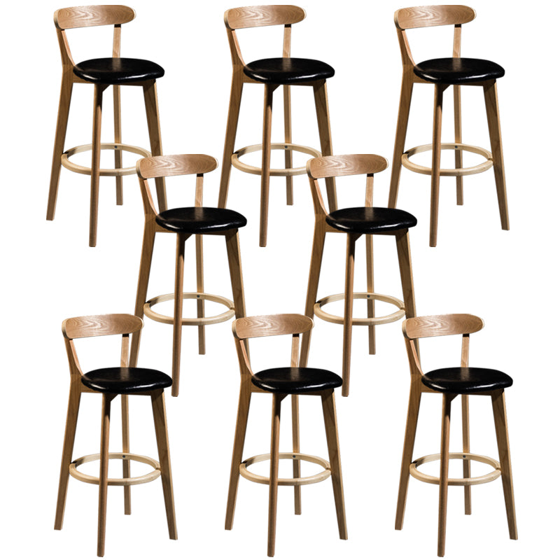 Modern Rubberwood Footrest Stool Milk Tea Shop Upholstered Bar Stools