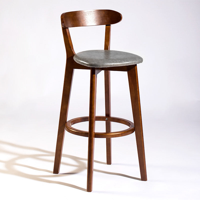 Modern Rubberwood Footrest Stool Milk Tea Shop Upholstered Bar Stools