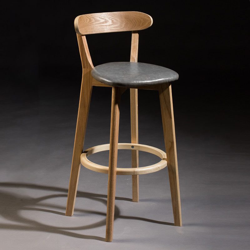 Modern Rubberwood Footrest Stool Milk Tea Shop Upholstered Bar Stools