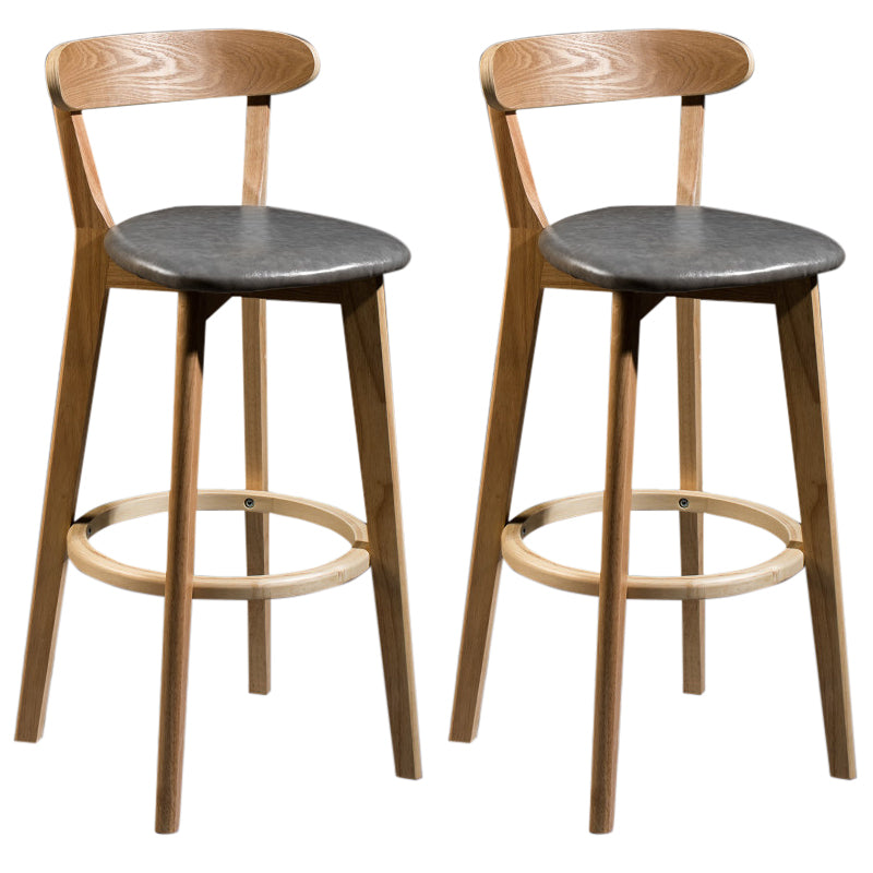 Modern Rubberwood Footrest Stool Milk Tea Shop Upholstered Bar Stools