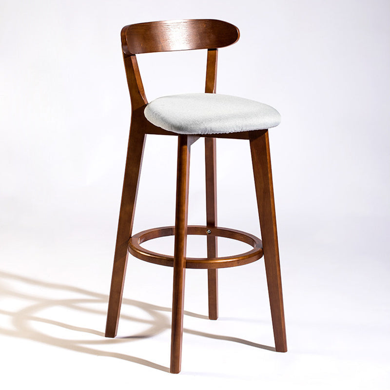 Modern Rubberwood Footrest Stool Milk Tea Shop Upholstered Bar Stools