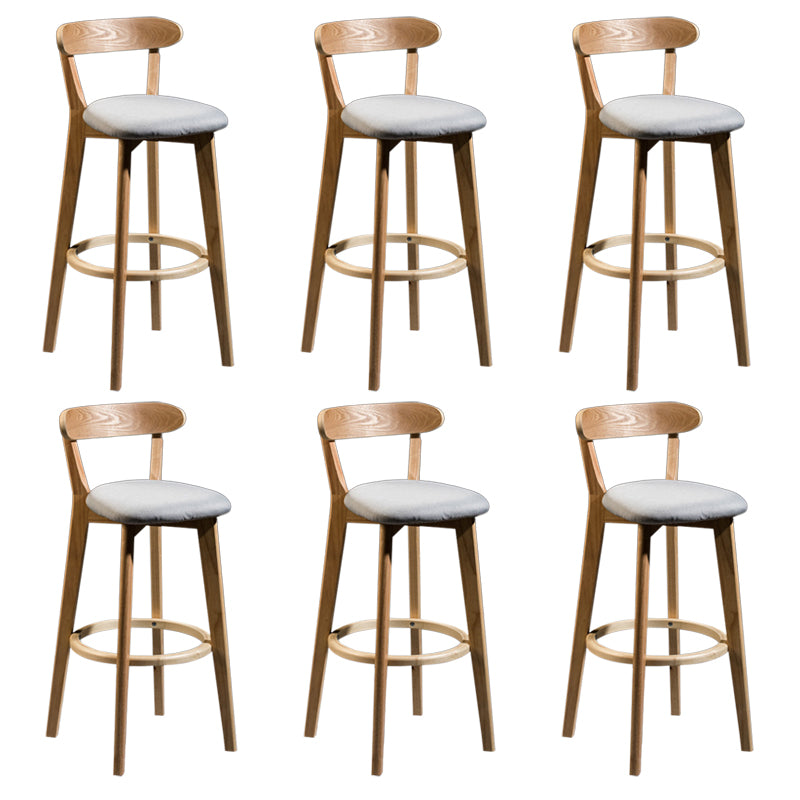 Modern Rubberwood Footrest Stool Milk Tea Shop Upholstered Bar Stools