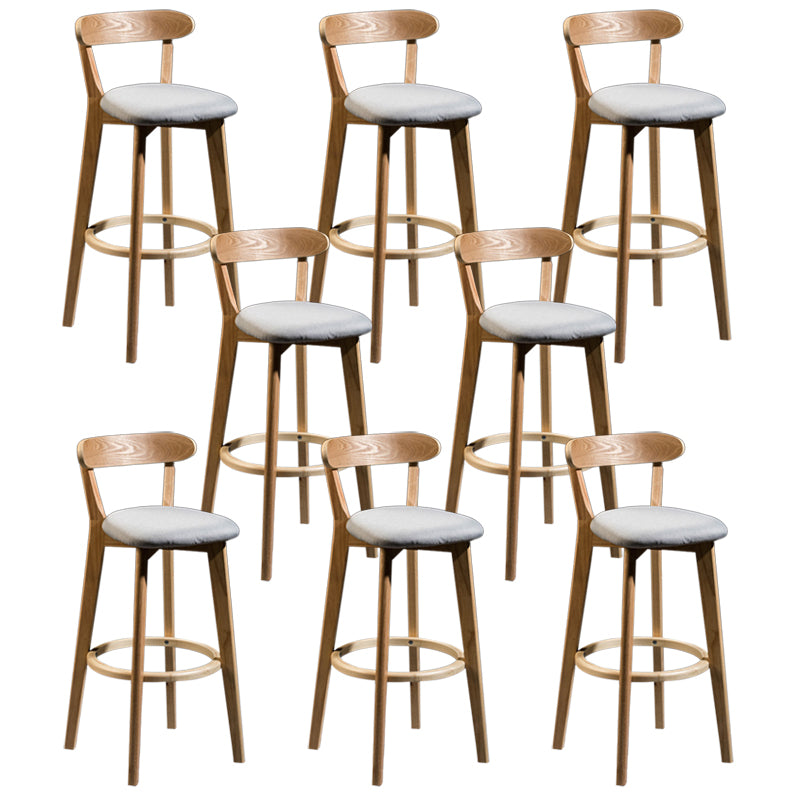 Modern Rubberwood Footrest Stool Milk Tea Shop Upholstered Bar Stools