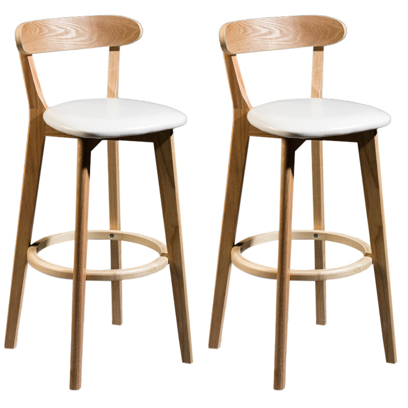 Modern Rubberwood Footrest Stool Milk Tea Shop Upholstered Bar Stools