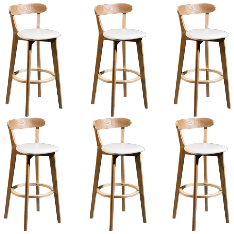 Modern Rubberwood Footrest Stool Milk Tea Shop Upholstered Bar Stools