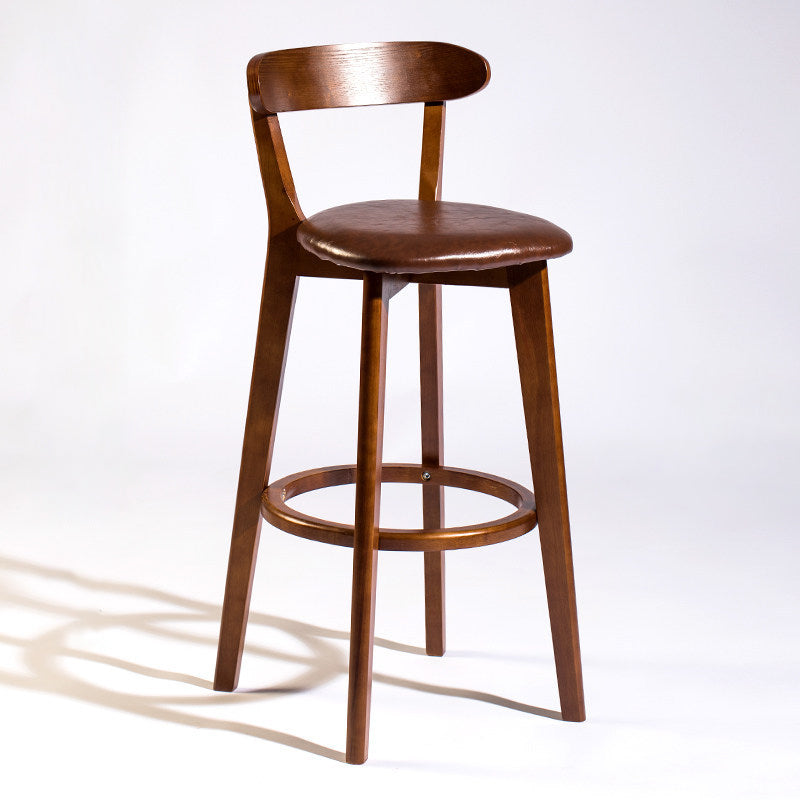 Modern Rubberwood Footrest Stool Milk Tea Shop Upholstered Bar Stools