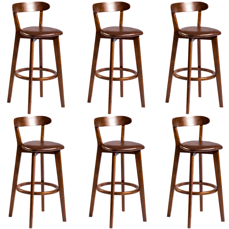 Modern Rubberwood Footrest Stool Milk Tea Shop Upholstered Bar Stools