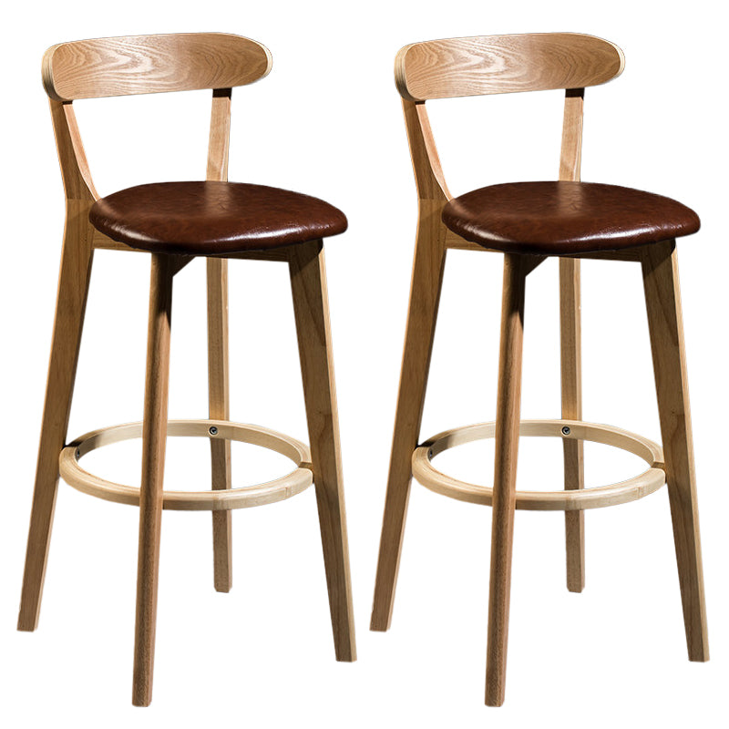 Modern Rubberwood Footrest Stool Milk Tea Shop Upholstered Bar Stools