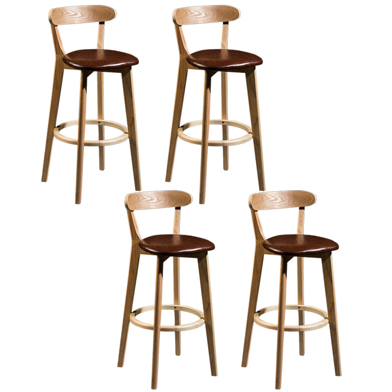 Modern Rubberwood Footrest Stool Milk Tea Shop Upholstered Bar Stools