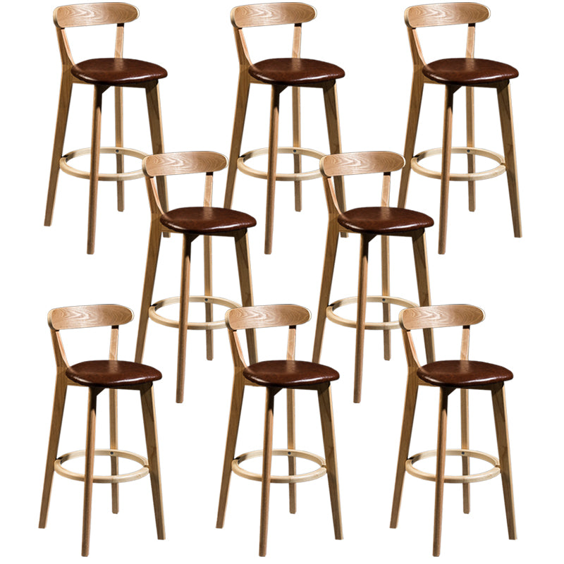 Modern Rubberwood Footrest Stool Milk Tea Shop Upholstered Bar Stools