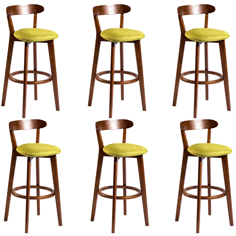 Modern Rubberwood Footrest Stool Milk Tea Shop Upholstered Bar Stools