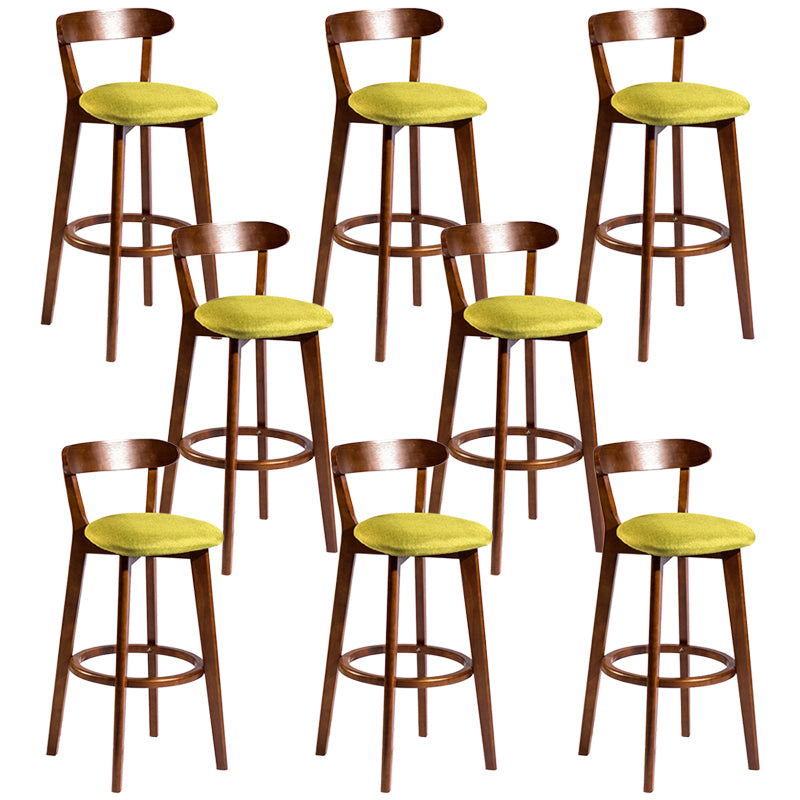 Modern Rubberwood Footrest Stool Milk Tea Shop Upholstered Bar Stools