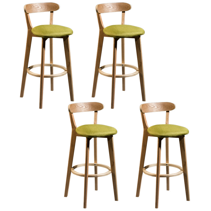 Modern Rubberwood Footrest Stool Milk Tea Shop Upholstered Bar Stools