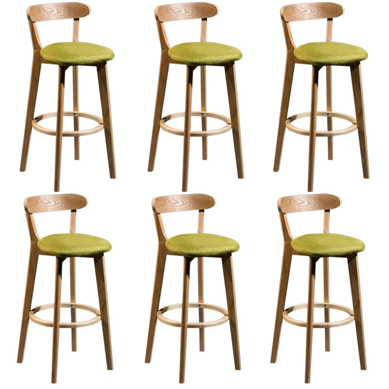 Modern Rubberwood Footrest Stool Milk Tea Shop Upholstered Bar Stools