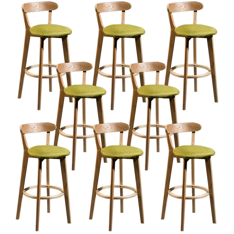 Modern Rubberwood Footrest Stool Milk Tea Shop Upholstered Bar Stools