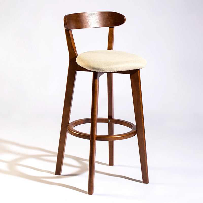 Modern Rubberwood Footrest Stool Milk Tea Shop Upholstered Bar Stools