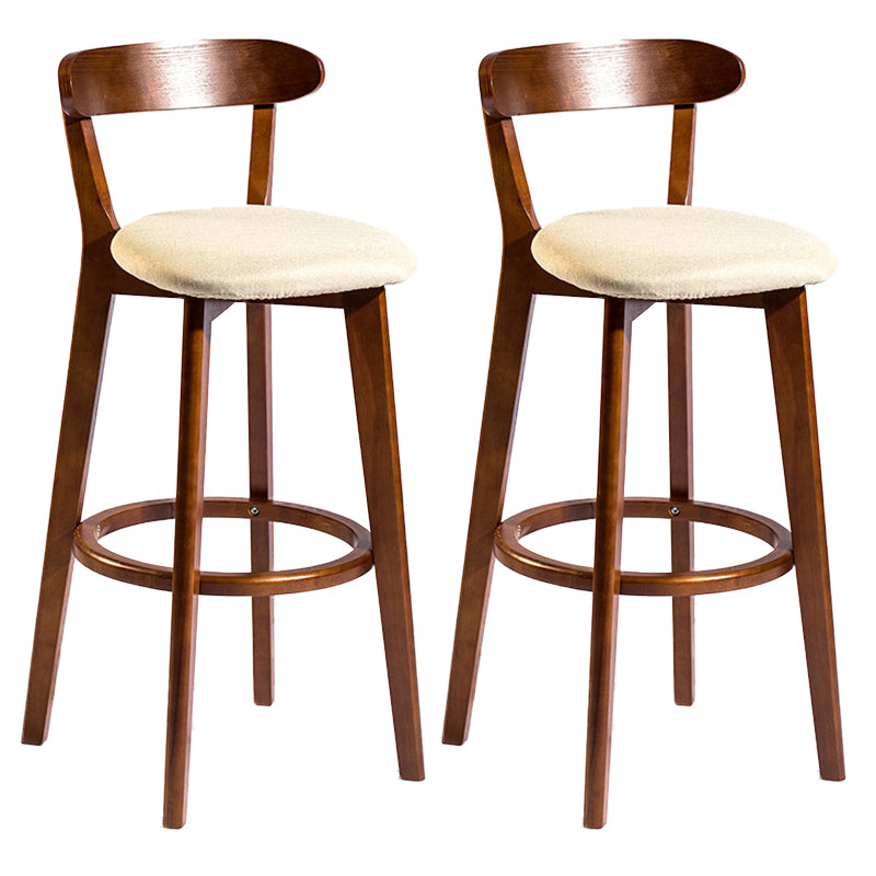 Modern Rubberwood Footrest Stool Milk Tea Shop Upholstered Bar Stools